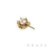 316L SURGICAL STEEL THREADLESS PUSH IN GOLDEN SUN SHAPE BEZEL CZ TOP PART